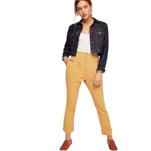 Free People Rumors Textured Harem Pants 100% Cotton Yellow/White Size 4